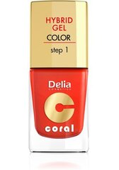 Geeljas küünelakk Delia Cosmetics Coral Hybrid Step1 11 ml, 14 Orange Red hind ja info | Küünelakid ja küünelakieemaldajad | hansapost.ee