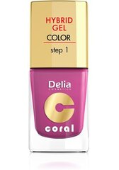 Geeljas küünelakk Delia Cosmetics Coral Hybrid Step1 11 ml, 21 Fuchsia цена и информация | Лаки для ногтей, укрепители для ногтей | hansapost.ee