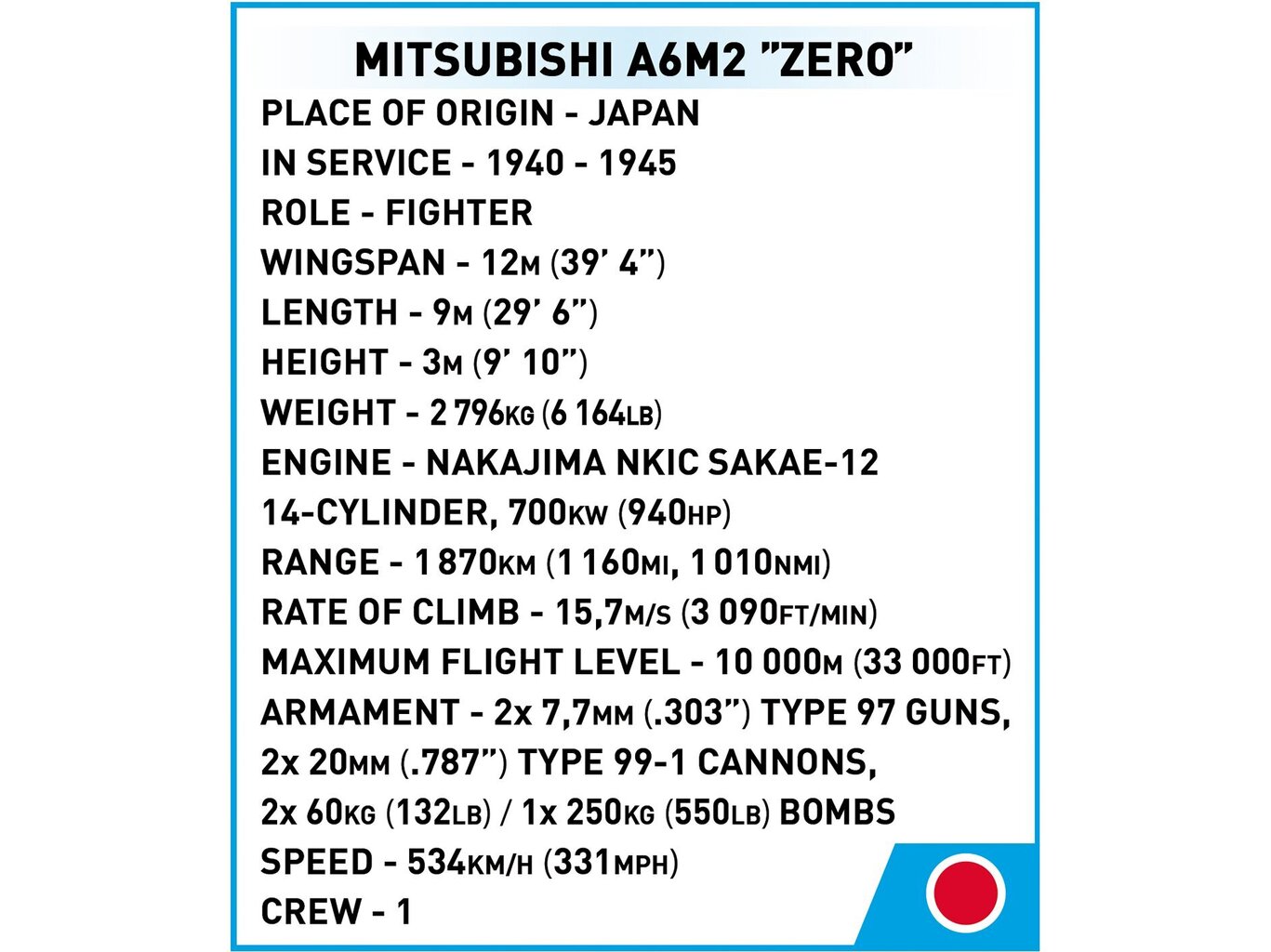 Konstruktorid Cobi Mitsubishi A6M2, 5861 цена и информация | Klotsid ja konstruktorid | hansapost.ee