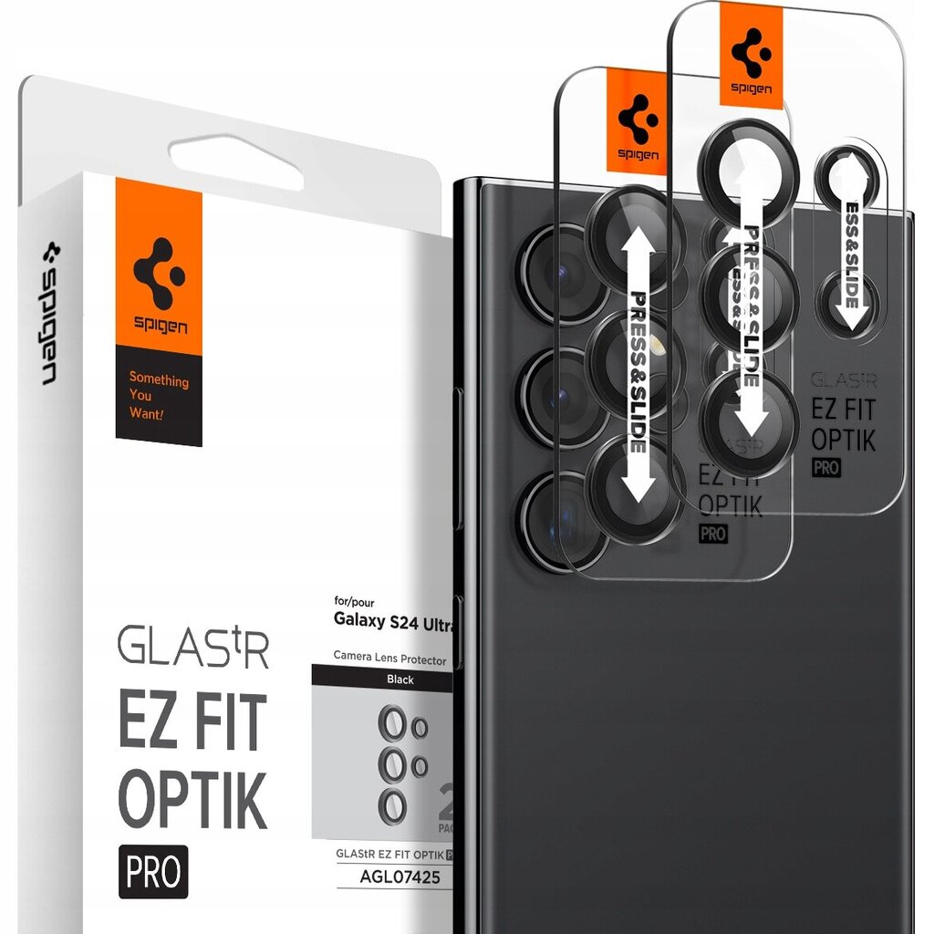 Kaameraklaas Spigen Glas.tR Ez Fit Optik Pro 2-PackGalaxy S24 Ultra must цена и информация | Ekraani kaitseklaasid ja kaitsekiled | hansapost.ee