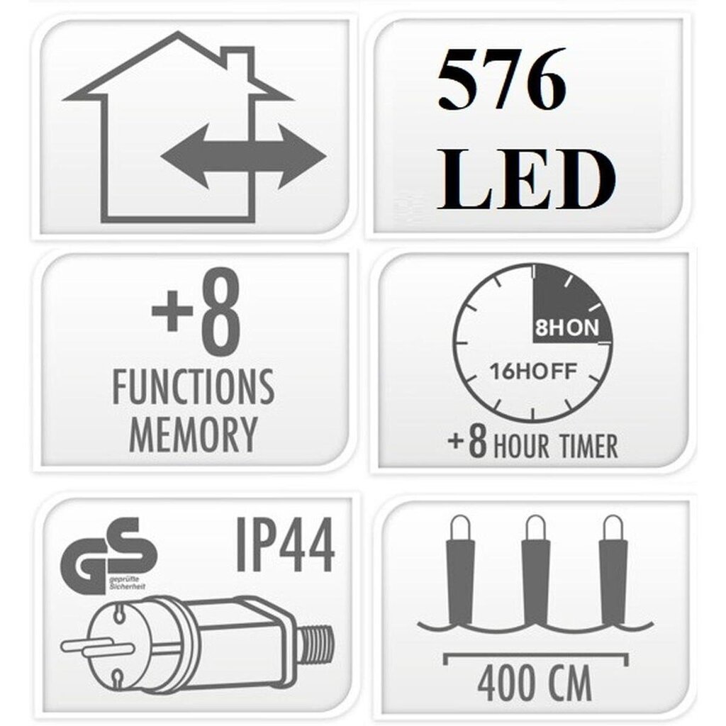 Jõulutulede valguskett, 576 LED, 4 m цена и информация | Jõulutuled | hansapost.ee