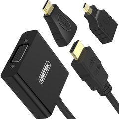 Unitek - Конвертер мини/микро HDMI в VGA+аудио, Y-6355 цена и информация | Адаптеры и USB-hub | hansapost.ee
