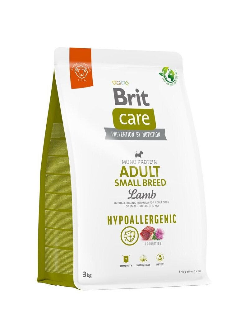 Brit Care Hypoallergenic Adult väikest tõugu koertele lambaliha ja riisiga, 3 kg hind ja info | Koerte kuivtoit ja krõbinad | hansapost.ee