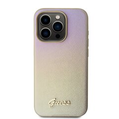 Guess PU Leather Iridescent Metal Script Case for iPhone 15 Pro Max Gold цена и информация | Чехлы для телефонов | hansapost.ee