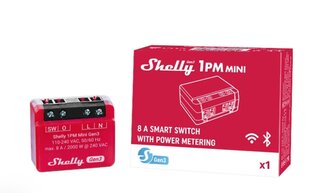 Умное Wi-Fi Bluetooth реле Shelly 1PM Mini Gen3 цена и информация | Системы безопасности, контроллеры | hansapost.ee