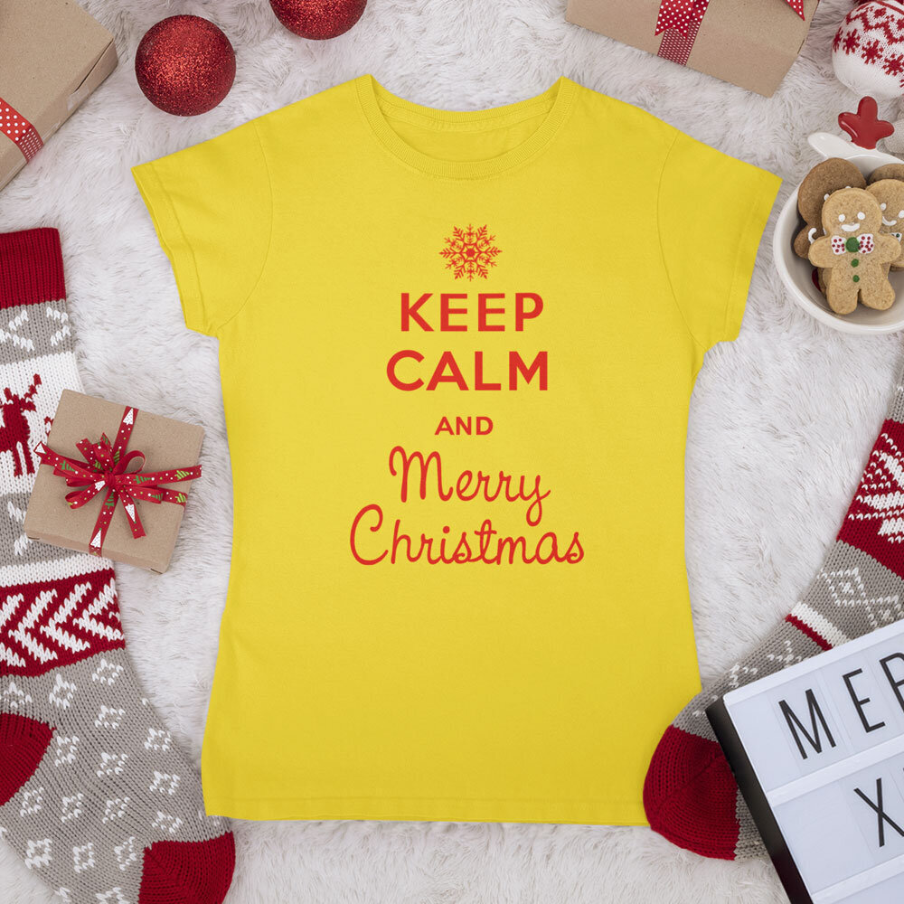 Naiste T-särk Keep calm Merry Christmas hind ja info | Disainsärgid ja t-särgid | hansapost.ee