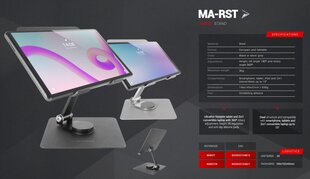 Mars Gaming MA-RST 2in1 Подставка из алюминиевого сплава для планшетов 360°/ 13 дюймов / Cерая цена и информация | Mars Gaming Мобильные телефоны, Фото и Видео | hansapost.ee