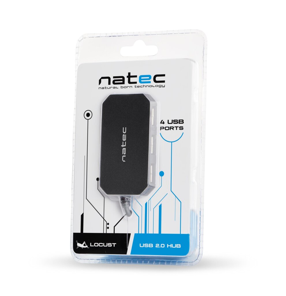 Usb jaotur Natec 2.0 x 4 цена и информация | USB adapterid ja jagajad | hansapost.ee