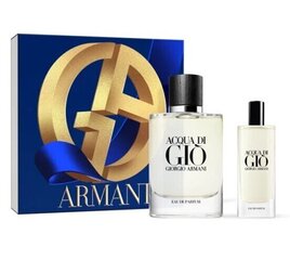 Tualettvee komplekt Giorgio Armani Acqua Di Gio meestele: Tualettvesi EDT, 75 ml + EDT, 15 ml hind ja info | Giorgio Armani Parfüümid, lõhnad ja kosmeetika | hansapost.ee