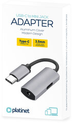 Platinet PMMAC35 мультимедийный адаптер Type-C to mini jack гнездо 3,5 мм в USB-C, серебристый цена и информация | Адаптеры, USB-разветвители | hansapost.ee