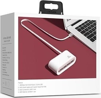 USAMS Adapter HUB 4xUSB 2.0 biały|white SJ238FX01 (US-SJ238) цена и информация | USB adapterid ja jagajad | hansapost.ee