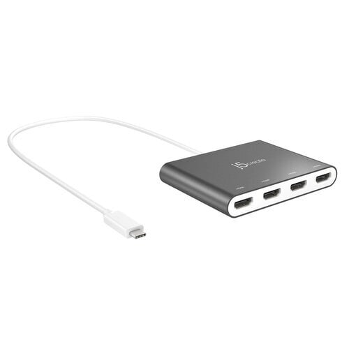 j5loo JCA366-N USB-C™ 4-pordilise HDMI™ multimonitori adapteriga, hõbedane цена и информация | USB adapterid ja jagajad | hansapost.ee