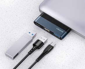 USAMS SJ490 USB-C jaotur 2xUSB ja 1xUSB-C, must hind ja info | USAMS Arvutid ja IT- tehnika | hansapost.ee