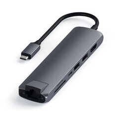 Satechi Slim USB-C MultiPort Ethernet - HDMI pordid, USB 3.0 ja kaardilugeja, hall hind ja info | Satechi Arvutid ja IT- tehnika | hansapost.ee