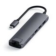 Адаптер Slim от Satechi, USB-C MultiPort w. Ethernet – HDMI, с USB 3.0 портом и картридером, серый
