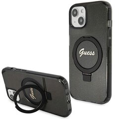 Guess GUHMP13MHRSGSK iPhone 13 | 14 | 15 6.1" czarny|black hardcase Ring Stand Script Glitter MagSafe цена и информация | Чехлы для телефонов | hansapost.ee