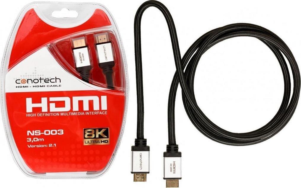 Kaabel Hdmi Conotech NS-003 8K ver. 2.1 - 3m hind ja info | Juhtmed ja kaablid | hansapost.ee