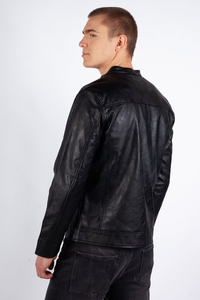 Jack & Jones nahkjakk meestele 12250492Black-S, must цена и информация | Joped meestele | hansapost.ee