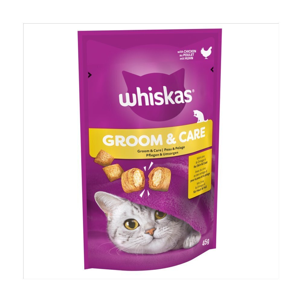 Whiskas Groom & Care täiskasvanud kassidele koos kanaga, 8x45 g цена и информация | Kasside maiused | hansapost.ee