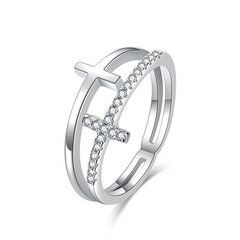 MOISS Роскошное двойное серебряное кольцо с крестами R00020 цена и информация | Кольцо | hansapost.ee
