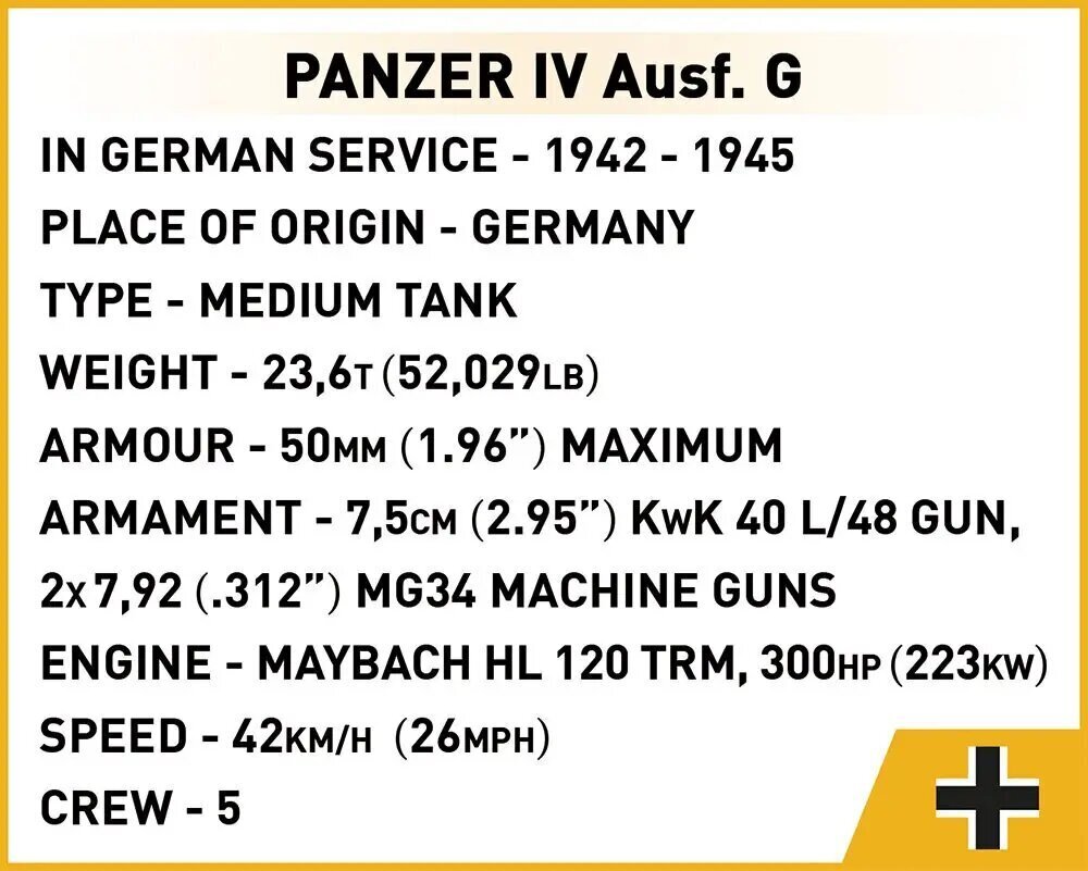 Konstruktor tank Cobi Panzer IV Ausf.G - Cobi -3045, 610 d. hind ja info | Klotsid ja konstruktorid | hansapost.ee