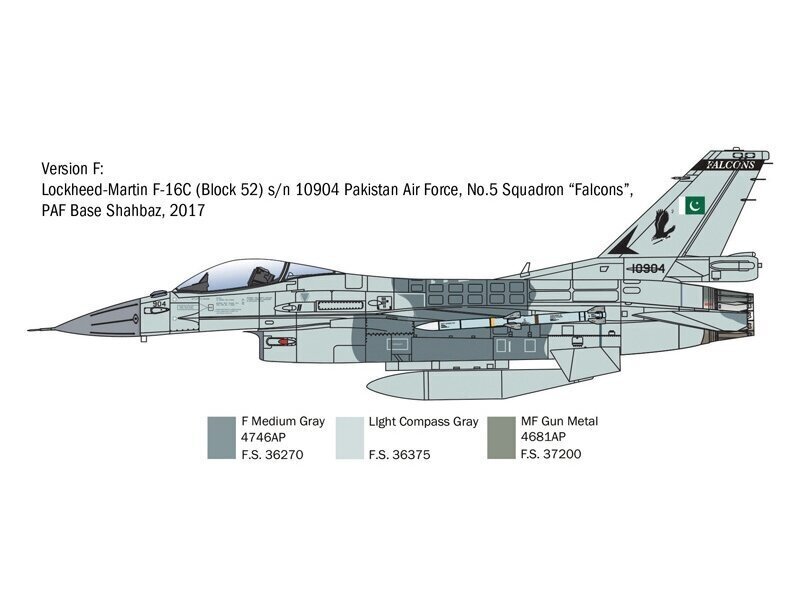 Plastikust koostemudel F-16C Fighting Falcon Italeri, 1/48, 2825 цена и информация | Klotsid ja konstruktorid | hansapost.ee