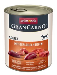 Animonda GranCarno для взрослых собак со свиными и птичьими сердцами, 800 г цена и информация | Консервы для собак | hansapost.ee