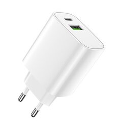 Forever wall charger 1xUSB QC 3.0 + 1xUSB-C PD 20W LS-04 white цена и информация | Зарядные устройства для телефонов | hansapost.ee