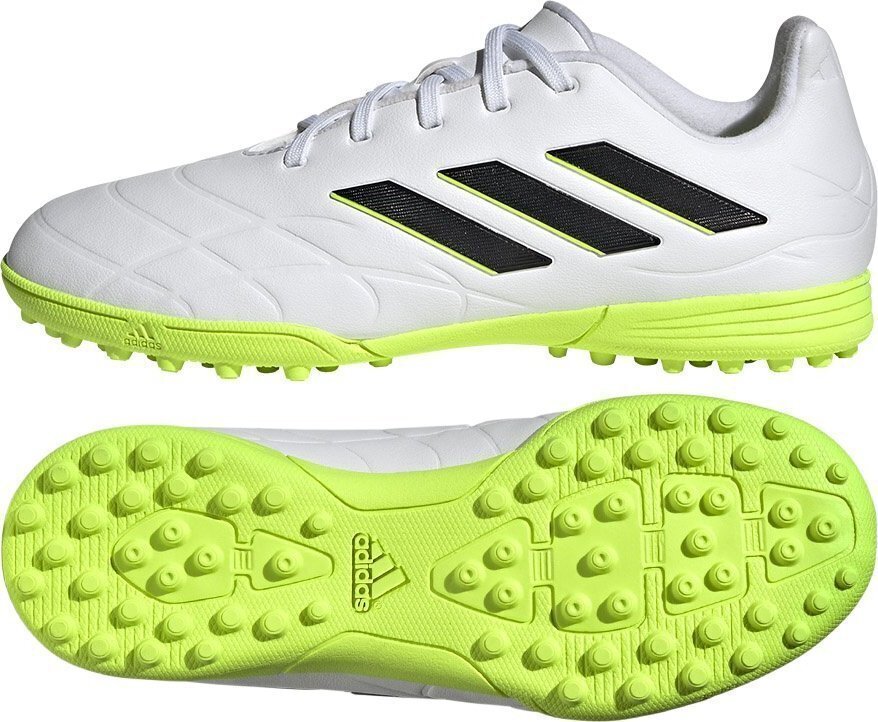 Jalgpallijalatsid lastele Adidas Copa Pure.3 TF Jr, suurus 38 2/3, valge/roheline цена и информация | Putsad ja muud jalgpallijalatsid | hansapost.ee
