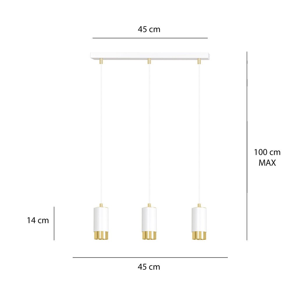 Emibig lamp Fumiko 3 White Gold hind ja info | Rippvalgustid | hansapost.ee