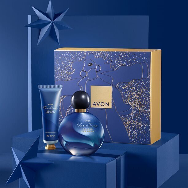 Kinkekomplekt naistele Avon Far Away Beyond the Moon: parfüümvesi 50ml, kätekreem 30ml цена и информация | Dušigeelid ja deodorandid naistele | hansapost.ee