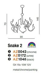 Azzardo подвесной светильник Snake 2 Black цена и информация | Люстры | hansapost.ee