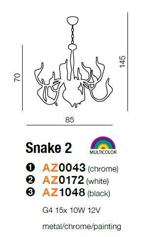 Azzardo rippvalgusti Snake 2 Black цена и информация | Rippvalgustid | hansapost.ee