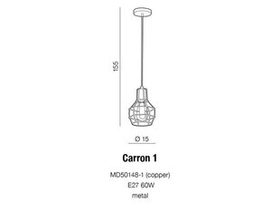 Azzardo подвесной светильник AZ1659 Carron 1 цена и информация | Потолочный светильник, 38 x 38 x 24 см | hansapost.ee