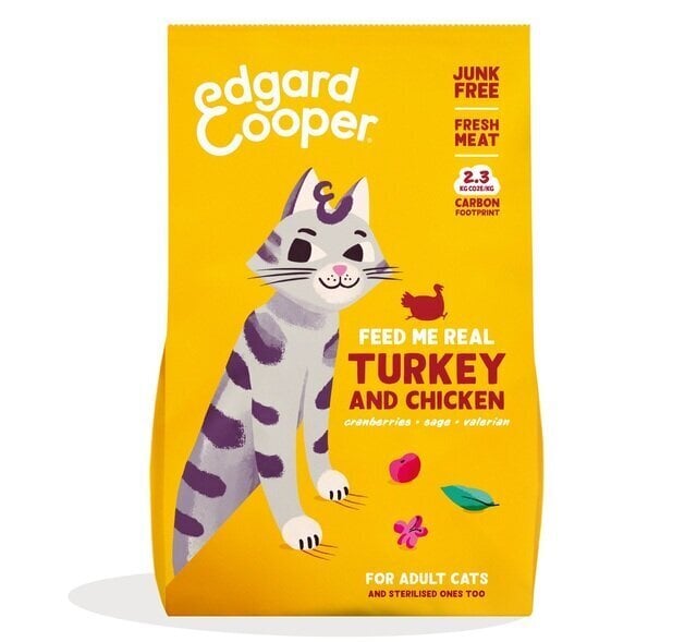 Edgard & Cooper täiskasvanud kassidele kalkuni ja kanaga, 325 g hind ja info | Koerte kuivtoit ja krõbinad | hansapost.ee