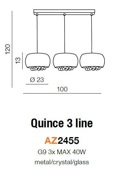 Azzardo rippvalgusti Quince 3 AZ2455  цена и информация | Rippvalgustid | hansapost.ee