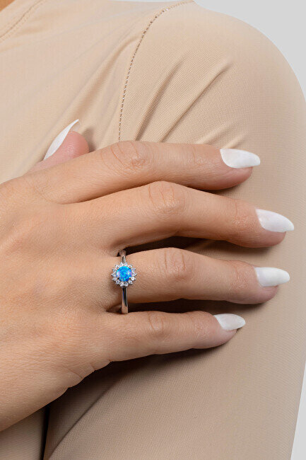 Brilio Silver hõbedane sõrmus opaali ja tsirkoonidega RI056WB цена и информация | Sõrmused | hansapost.ee