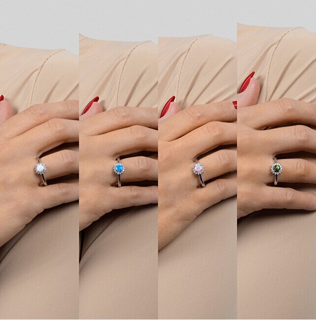 Brilio Silver hõbedane sõrmus opaali ja tsirkoonidega RI056WB hind ja info | Sõrmused | hansapost.ee
