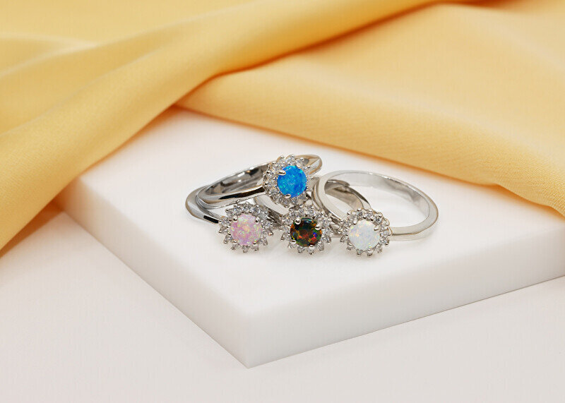 Brilio Silver Kaunis hõbedane sõrmus opaali ja tsirkoonidega RI056WB цена и информация | Sõrmused | hansapost.ee