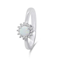 Brilio Silver Красивое серебряное кольцо с опалом и цирконами RI056W цена и информация | Кольца | hansapost.ee