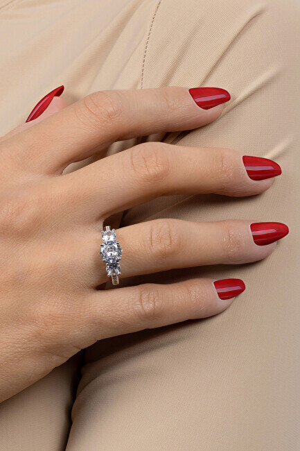 Brilio Silver Iseloomulik hõbedane sõrmus tsirkoonidega RI043W цена и информация | Sõrmused | hansapost.ee
