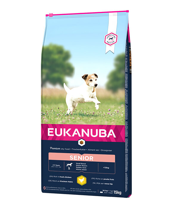 Eukanuba Caring Senior vanematele väikeste tõugude koertele kanaga, 15 kg цена и информация | Koerte kuivtoit ja krõbinad | hansapost.ee