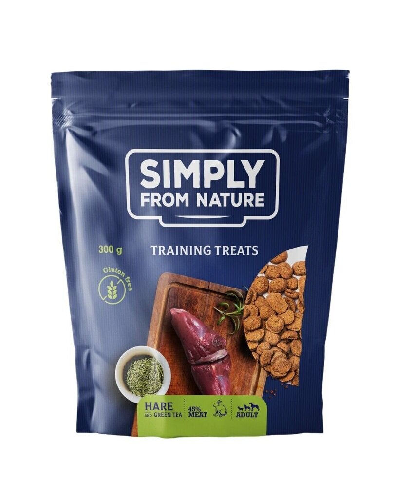 Simply from nature training treats jäneseliha ja rohelise teega, 3x300 g hind ja info | Koerte maiused | hansapost.ee