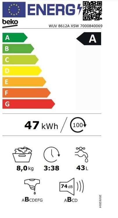 Beko WUV8612AXSW hind ja info | Pesumasinad | hansapost.ee