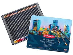 Värvipliiats Derwent Procolour 24tk metallkarbis цена и информация | Derwent Товары для школы | hansapost.ee