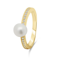 Brilio Silver Элегантное позолоченное кольцо с настоящим жемчугом RI055Y цена и информация | Кольцо | hansapost.ee