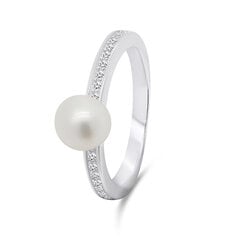 Brilio Silver Шикарное серебряное кольцо с настоящей жемчужиной RI055W цена и информация | Кольца | hansapost.ee
