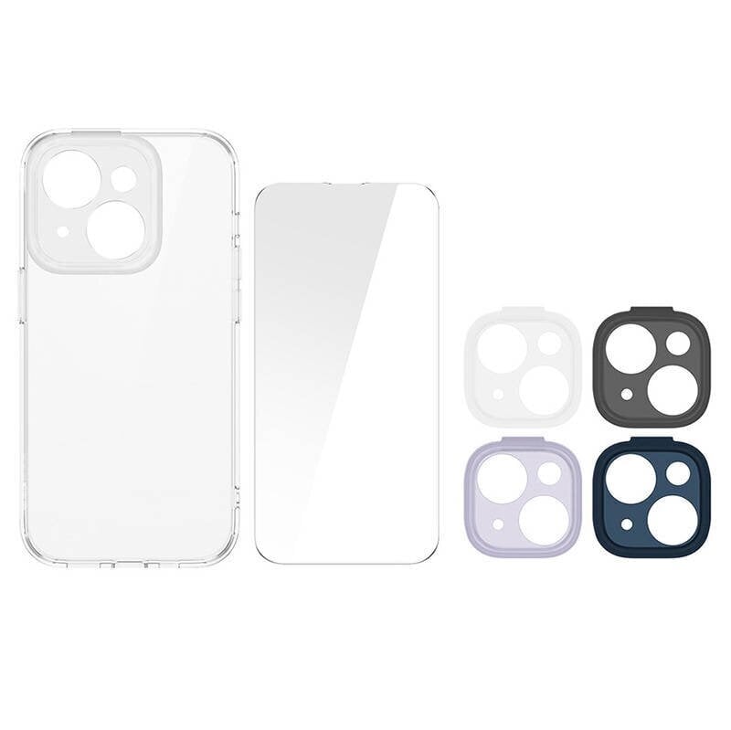 Baseus Illusion Transparent Case, lens frames, tempered glass set for iPhone 14 Plus + cleaning kit hind ja info | Telefonide kaitsekaaned ja -ümbrised | hansapost.ee