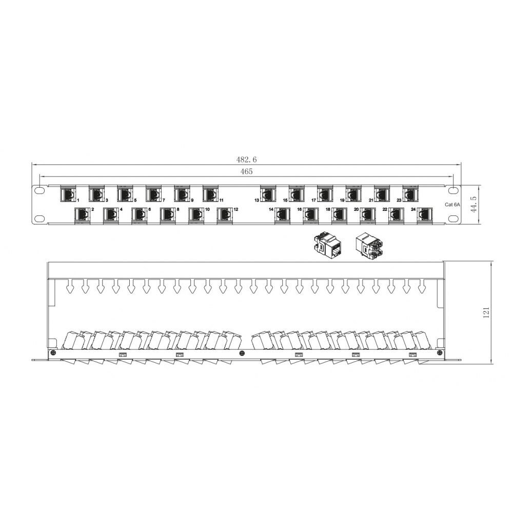 Lülituspaneel Techly 24x Keystone RJ45 Cat 6a UTP, 1U цена и информация | Korpuste lisatarvikud | hansapost.ee