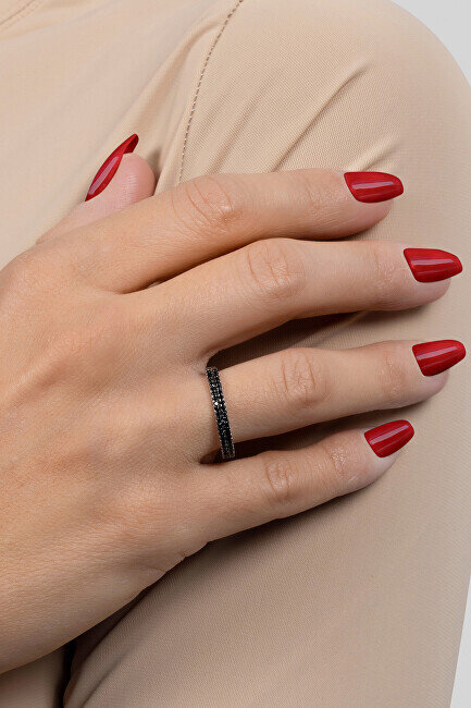 Brilio Silver hõbedane sõrmus mustade tsirkoonidega RI058W цена и информация | Sõrmused | hansapost.ee